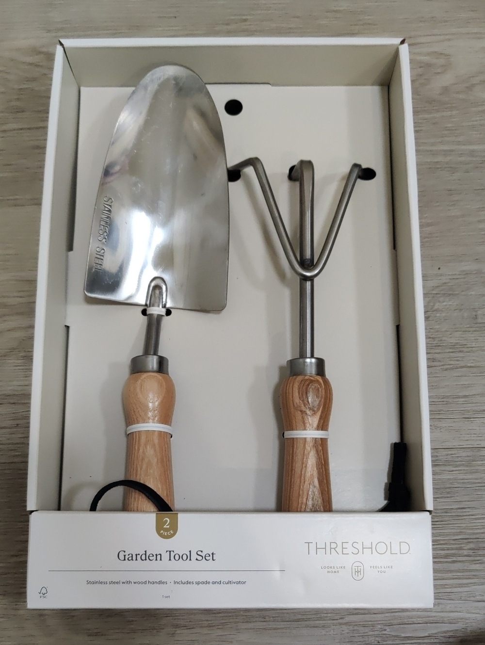 New!Threshold 2-Piece Garden Tool Set Wood Handle Trowel & Cultivator Y2K Core